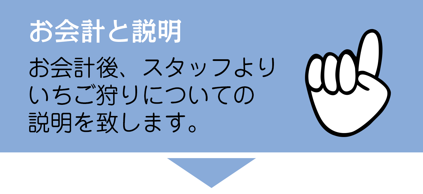 お会計といちご狩りについての説明