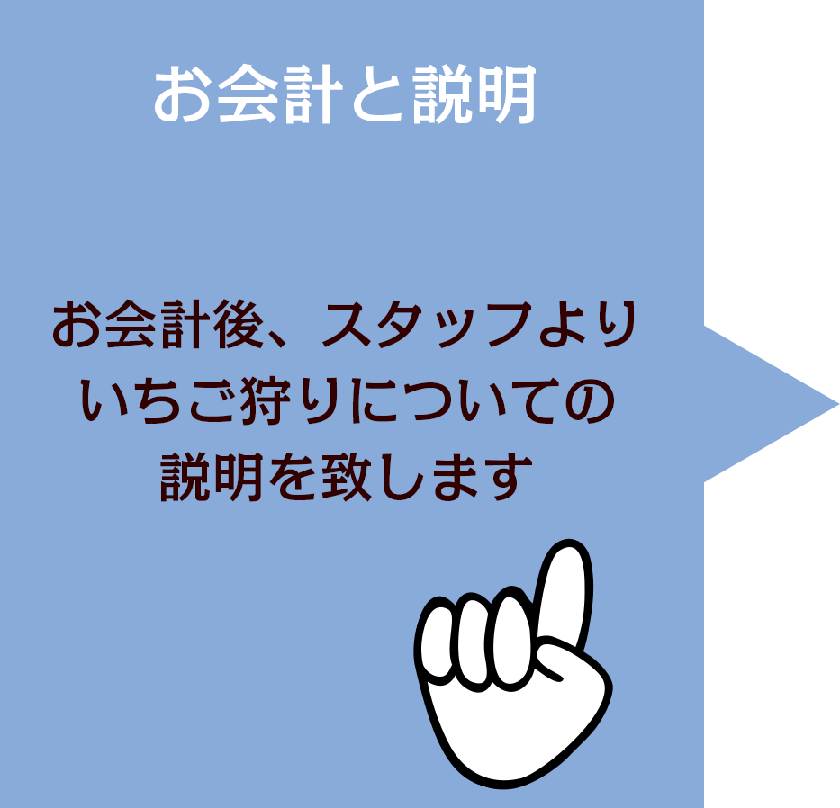 お会計といちご狩りについての説明